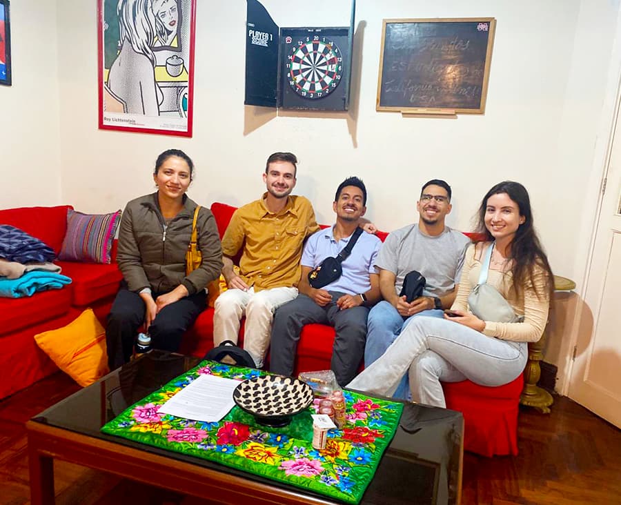 International students celebrating their arrival at Casa Yllika student housing Lima Peru
